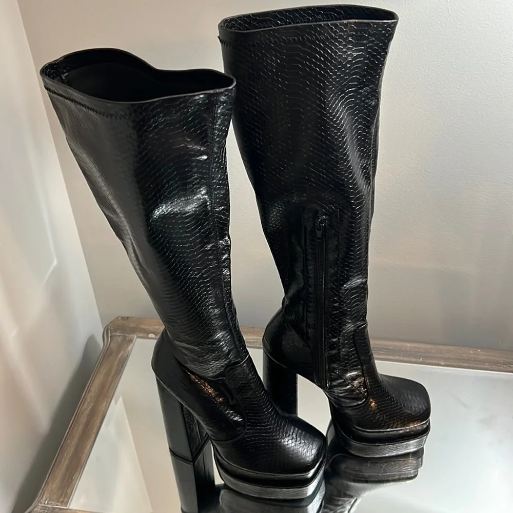 Python Embossed Platform Boots - Picture 1 of 1